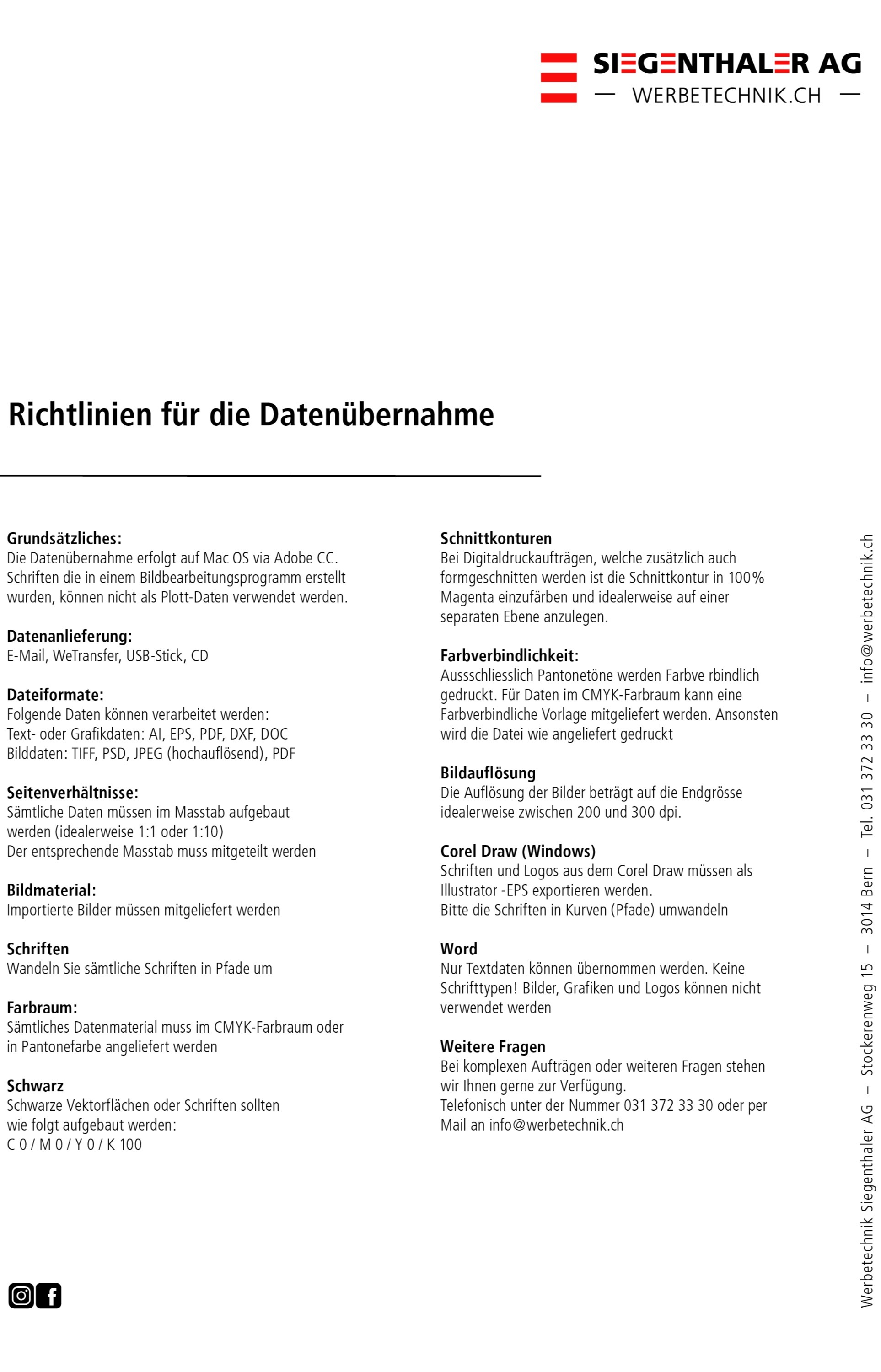 Richtlinien für die Datenübernahme